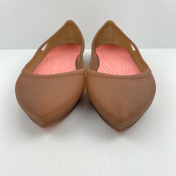 Crocs Rio Flats Ballet Flats Size 7W Pointed Toe Tan and Peach - Picture 7 of 10